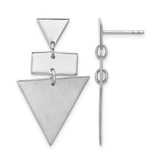 Sterling Silver Rhodium-Plated Polish/Brushed Geometric Dangle Earrings, 33 mm