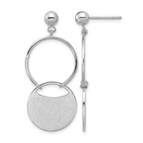 Sterling Silver Rhodium-Plated Polished/Brushed Circles Dangle Earrings, 42.75 mm