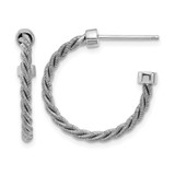 Sterling Silver Rhodium-Plated-Pltd Polished and Twisted 22 mm Post J-Hoop Earrings