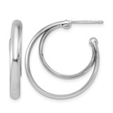 Sterling Silver Rhodium-Plated Polished 26 mm Double Post J-Hoop Earrings