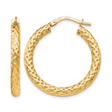 Sterling Silver Gold-Tone Polished/Textured Hinged Hoop Earrings, 26.5 mm