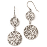 Sterling Silver Ruthenium-Plated Laser Design Shepherd Hook Drop French Wire Earrings, 59 mm