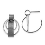 Ruthenium-Plated Sterling Silver Ruthenium-Plated Textured Post Dangle Earrings, 24 mm