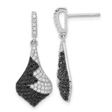 Rhodium-Plated True Fire Sterling Silver Black & White Cubic Zirconia Dangle Earrings, 30.6 mm