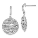Rhodium-Plated Brilliant Embers Sterling Silver Polished Cubic Zirconia Circle Post Dangle Earrings, 30.8 mm