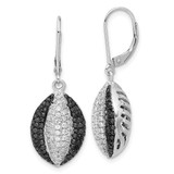 Brilliant Embers Sterling Silver Black & Clear Cubic Zirconia Leverback Drop Earrings, 36 mm