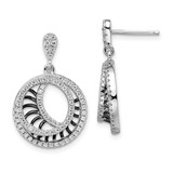 Sterling Silver Rhodium-Plated Black Cubic Zirconia Brilliant Embers Polished Circle Drop Earrings, 26 mm