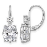 Sterling Shimmer Sterling Silver Rhodium-Plated Cubic Zirconia 4 Stone Leverback Drop Earrings, 23.2 mm