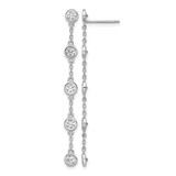 Sterling Silver Rhodium-Plated Cubic Zirconia 5 Station Dangle Earrings, 52.4 mm