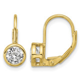 Sterling Shimmer Sterling Silver Gold-Tone Flash-Gold and Silver-Tone 5.5 mm Cubic Zirconia 2 Stone Leverback Drop Earrings, 14.8 mm Long