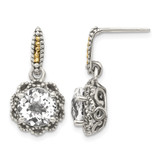 Shey Couture Sterling Silver with 14K Accent Antiqued Round White Topaz Dangle Earrings, 21.96 mm