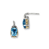 Sterling Silver with 14K Two-Tone Gold Sky Blue Topaz Drop Earrings, 15 mm