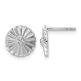 White Ice Sterling Silver Rhodium-Plated Fanned Circle with 0.05ct Diamond Stud Earrings, 10 mm