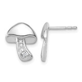 White Ice Sterling Silver Rhodium-Plated 0.08ct Diamond Mushroom Stud Earrings, 13 mm