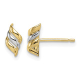 14K Yellow Gold with Rhodium Madi K Swirl Stud Earrings, 8.15 mm