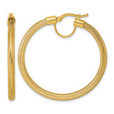 14K Yellow Gold Hollow Polished 3.3 mm X 40 mm Flexible Mesh Hoop Earrings, 39.52 mm Long