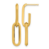 14K Yellow Gold Hollow Polished 7 mm Paperclip Link Dangle Earrings, 33.88 mm Long