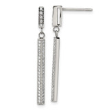 Stainless Steel Polished Cubic Zirconia Bar Post Dangle Earrings, 36.75 mm