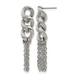 Stainless Steel Polished Chain Post Dangle Earrings