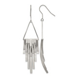 Stainless Steel Polished Triangle with Bar Dangle Shepherd Hook Drop French Wire Earrings