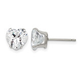 Chisel Stainless Steel Polished 8 mm Heart Cubic Zirconia Stud Stud Earrings, 8.19 mm Long