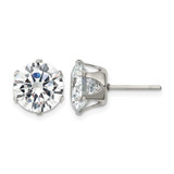 Chisel Stainless Steel Polished 10 mm Round Cubic Zirconia Stud Stud Earrings, 10.85 mm Long