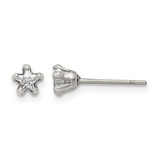 Chisel Stainless Steel Polished 4 mm Star Cubic Zirconia Stud Stud Earrings, 4.41 mm Long