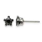 Chisel Stainless Steel Polished 6 mm Black Star Cubic Zirconia Stud Stud Earrings, 6.64 mm Long