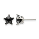 Chisel Stainless Steel Polished 8 mm Black Star Cubic Zirconia Stud Stud Earrings, 8.54 mm Long