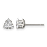 Chisel Stainless Steel Polished 5 mm Triangle Cubic Zirconia Stud Stud Earrings, 5.56 mm Long