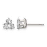 Chisel Stainless Steel Polished 6 mm Triangle Cubic Zirconia Stud Stud Earrings, 6.37 mm Long
