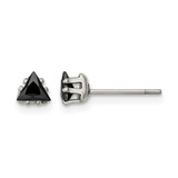 Chisel Stainless Steel Polished 4 mm Black Triangle Cubic Zirconia Stud Stud Earrings, 4.36 mm Long
