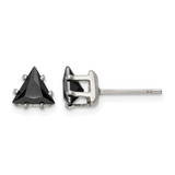Chisel Stainless Steel Polished 6 mm Black Triangle Cubic Zirconia Stud Stud Earrings, 6.62 mm Long