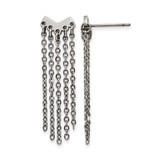 Stainless Steel Polished with Dangle Chain Post Drop Earrings, 35.28 mm