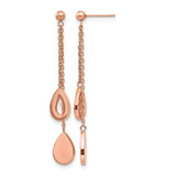 Stainless Steel Polished Rose Ion-Plated Post Dangle Earrings, 60.6 mm