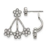 Stainless Steel Polished with Preciosa Crystal Post with Jacket Drop Earrings, 19.8 mm