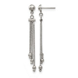 Stainless Stele Polished Beaded Chain Post Dangle Earrings, 15.1 mm