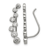 Chisel Stainless Steel Polished with Cubic Zirconia Ear Climbers, 25.2 mm