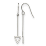 Stainless Steel Polished Triangle Dangle Shepherd Hook Drop French Wire Earrings, 29.5 mm