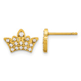 Chisel Stainless Steel Polished Yellow Ion-Plated with Cubic Zirconia Crown Stud Earrings, 8.5 mm