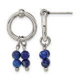 Chisel Stainless Steel Polished with Lapis Post Dangle Earrings, 27.5 mm