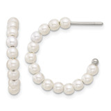 Chisel Stainless Steel Polished White Mother of Pearl J-Hoop Earrings, 22 mm