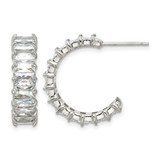 Chisel Stainless Steel Polished White Zircon J-Hoop Earrings, 22 mm