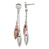 Stainless Steel Brown Ion-Plated Dangle Earrings, 62.6 mm