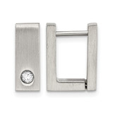 Chisel Stainless Steel Brushed and Polished with Cubic Zirconia 4 mm Square Hinged Hoop Earrings