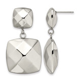 Stainless Steel Polished Hollow Squares Post Dangle Earrings, 43 mm