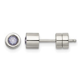 Chisel Stainless Steel Polished Pink Cubic Zirconia June Birthstone Stud Earrings, 5.5 mm