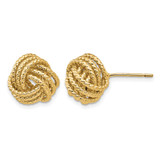 14K Yellow Gold 12 mm Polished and Twisted Love Knot Stud Earrings
