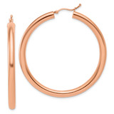 14K Rose Gold Polished 4 mm Lightweight Tube Hoop Earrings