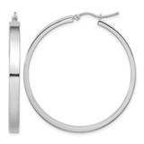 Rhodium-Plated 14K White Gold 4 x 45 mm Polished Tube Hoop Earrings